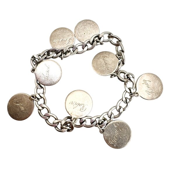 VTG Solid Sterling Silver 925 Name Tags ID Chain Bracelet Size 7.5" Length - Picture 3 of 16